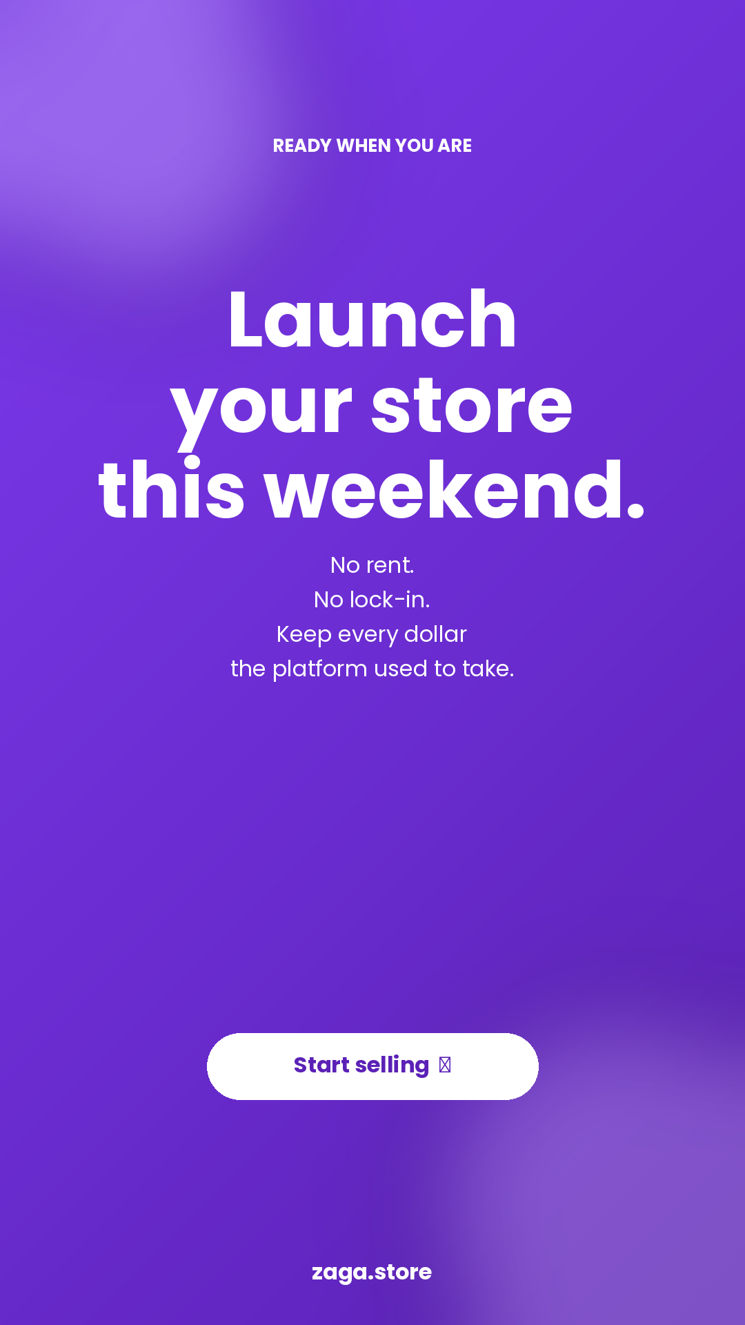 Vertical story asset showing launch your store this weekend call to action.